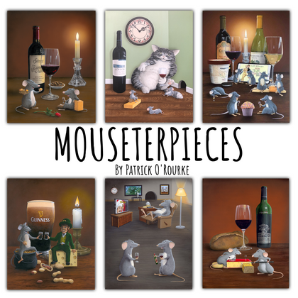 Mouseterpiece Collection of art with whimsical mice by Patrick O'Rourke