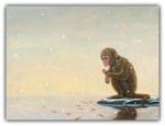 Mono No Aware oil painting by Robert Bissell features a monkey in thought and discovery.