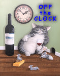 Off the clock cat and mouse painting by Patrick O'Rourke from the "Mouseterpiece" collection