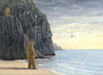 The Longing by Robert Bissell features a bear at the shoreline looking out over the ocean.