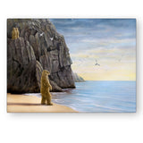 The Longing by Robert Bissell features a bear at the shoreline looking out over the ocean.