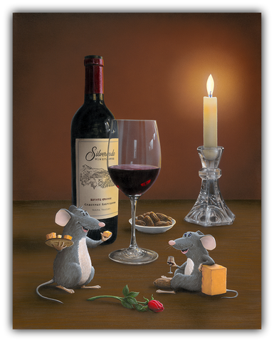 Date Night whimsical mouse painting by Patrick O'Rourke from the Mouseterpiece Collection