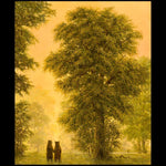 Arcadia oil painting by Robert Bissell features two bears holding hands at dusk