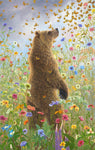 All that is Glorious Around Us painting of bear, butterflies, & wildflowers by Robert Bissell.