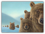 Emersion bear painting by Robert Bissell features a bears emersed in water.