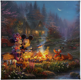 Mickey and Minnie Sweetheart Campfire canvas print available from Thomas Kinkade Studios.