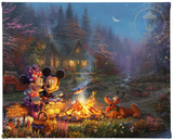 Mickey and Minnie Sweetheart Campfire canvas print available from Thomas Kinkade Studios.