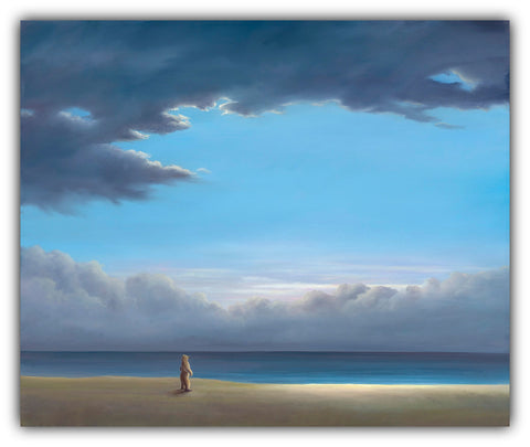 The Meandering Moon by Robert Bissell features a bear on the beach and clouds hiding the moon.