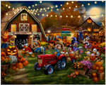 Mickey and Minnie Pumpkin Festival - Thomas Kinkade Studios Canvas Prints