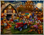 Mickey and Minnie Pumpkin Festival - Thomas Kinkade Studios Canvas Prints