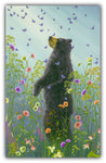 Presence III by Robert Bissell features a bear surrounded by wildflowers and butterflies.