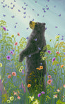 Presence III by Robert Bissell features a bear surrounded by wildflowers and butterflies.