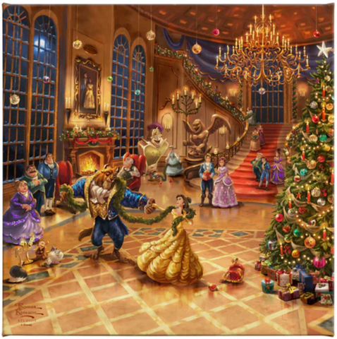 Disney Beauty & the Beast Christmas Celebration - canvas print from Thomas Kinkade Studios