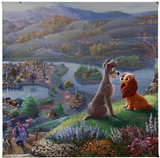 Disney Lady and the Tramp Falling in Love by Thomas Kinkade Studios - gallery wrapped canvas print