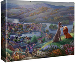 Disney Lady and the Tramp Falling in Love by Thomas Kinkade Studios - gallery wrapped canvas print