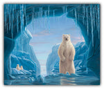 The Guardian by Robert Bissell features a polar mama or papa polar bear protecting their young cubs.