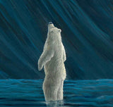 The Mountain by Robert Bissell features a polar bear facing a mountain of an incoming wave.