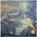 Disney Tinker Bell and Peter Pan Fly to Never Land - canvas print available in three sizes.