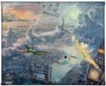 Disney Tinker Bell and Peter Pan Fly to Never Land - canvas print available in three sizes.