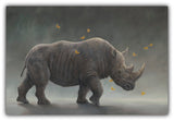 Titan by Robert Bissell features a rhinoceros surrounded by butterflies.