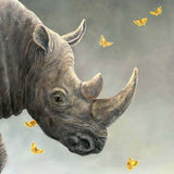 Titan I by Robert Bissell features a rhinoceros surrounded by butterflies.